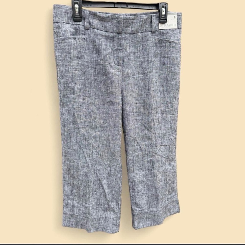 New York & Company Linen Blend Straight Leg Cropped Trousers NWT